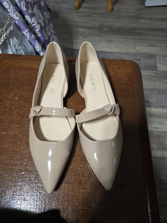 Nine West Shoes - Nine West Women's Nude Patent Pointed-Toe Mary Jane Flats